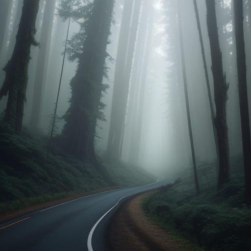 Ethereal Road Unfolds Through Mystical Forest in Hyper-Reali...