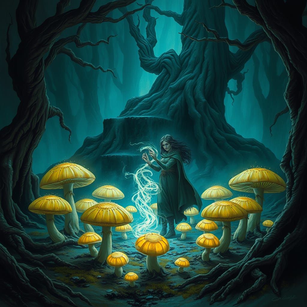 Mystic Fay Witch Confronts Ancient Forest Energy