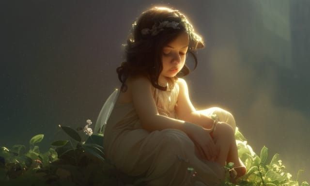 little angels cry sadly in the sky