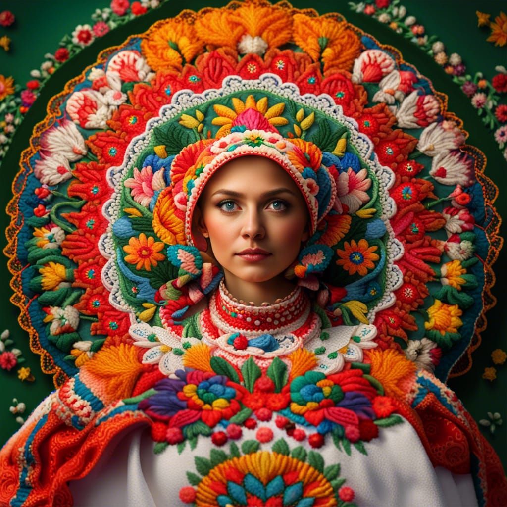 Kalocsa embroidered mandala - Hungarian Folk Art