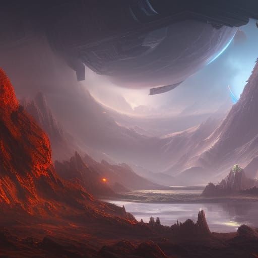 Fantastical Halo: Detailed Matte Painting in Deep Color