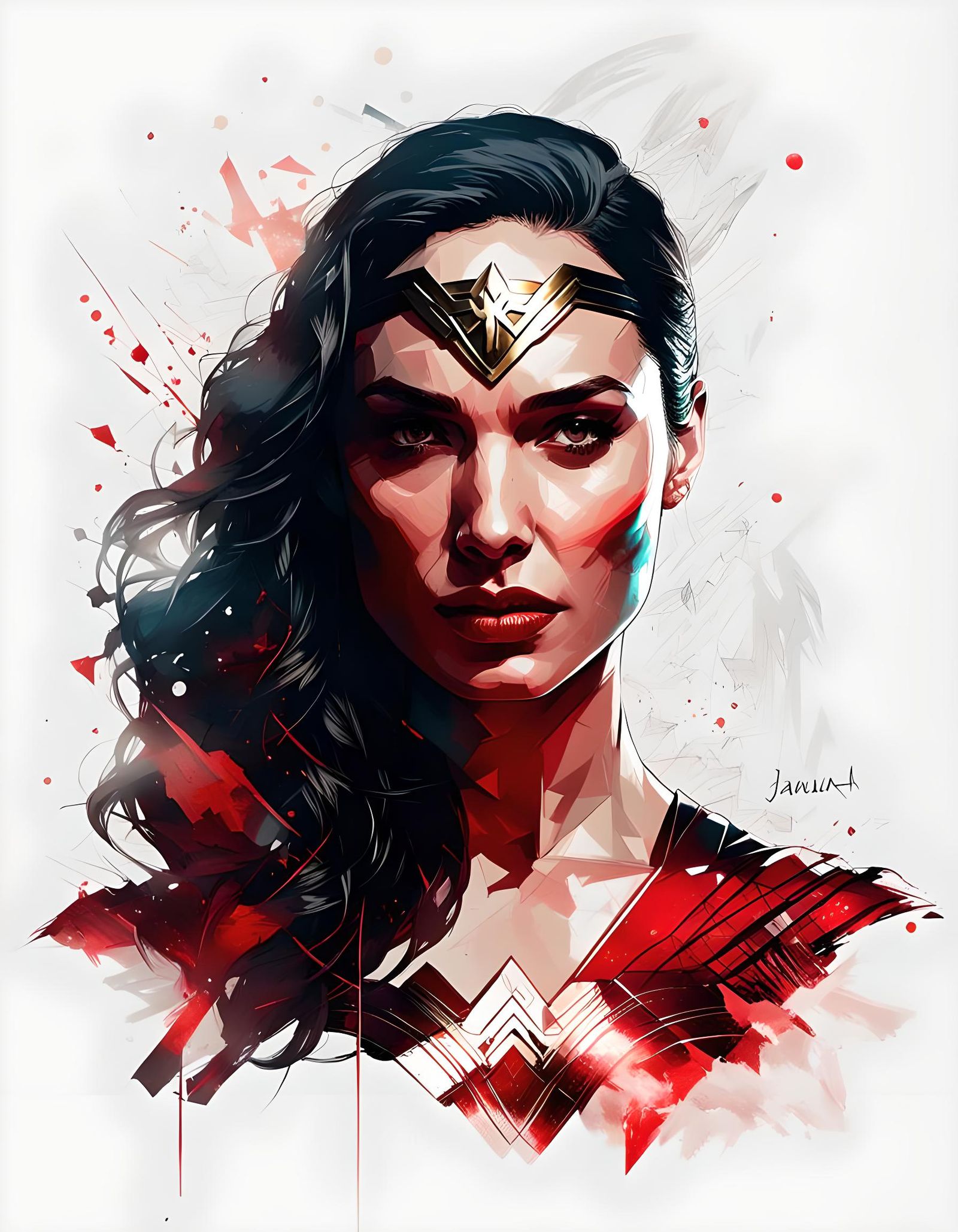 Powerful Wonder Woman Portrait with Shiny Aura