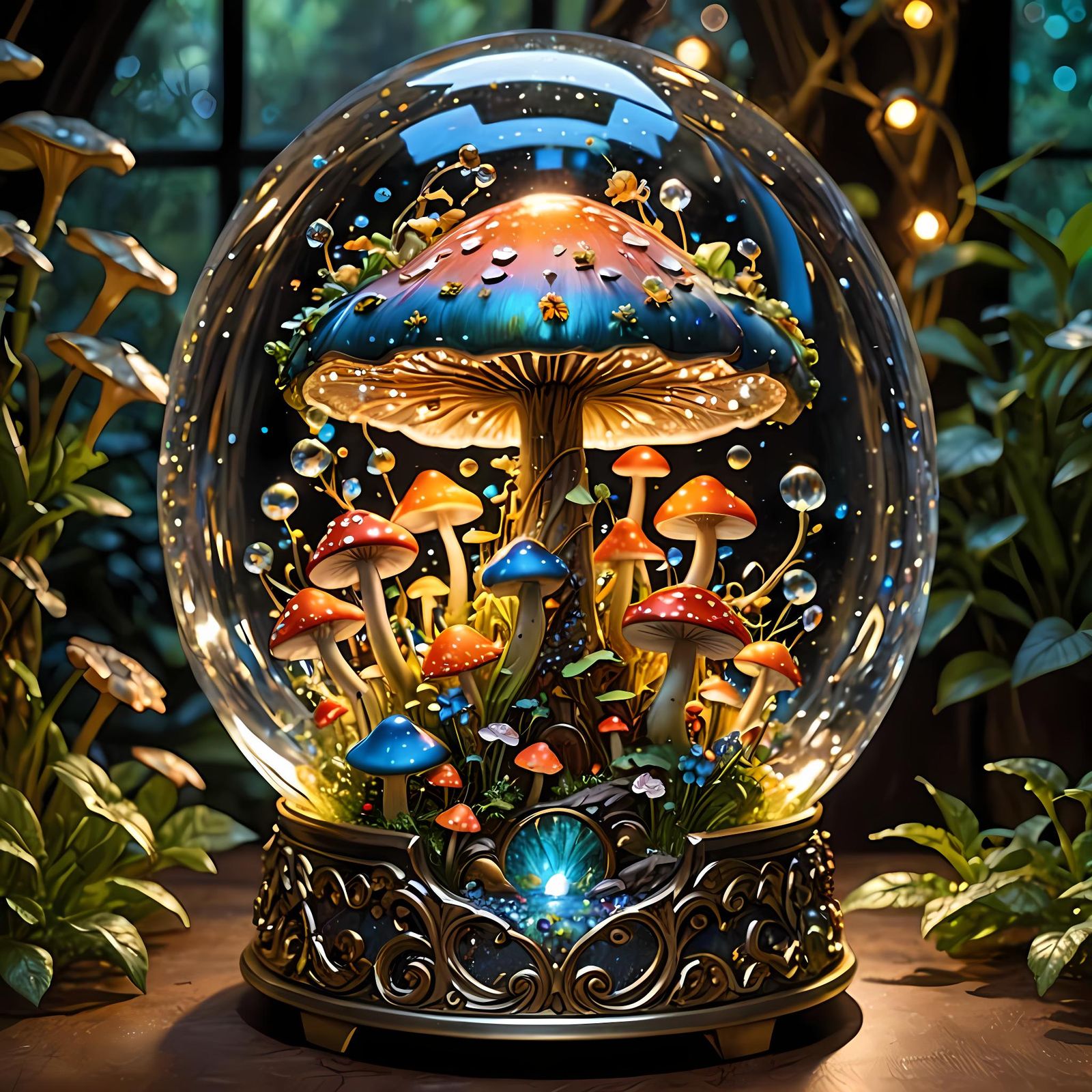 Enchanted Mushroom Snowglobe: Fairytale Art