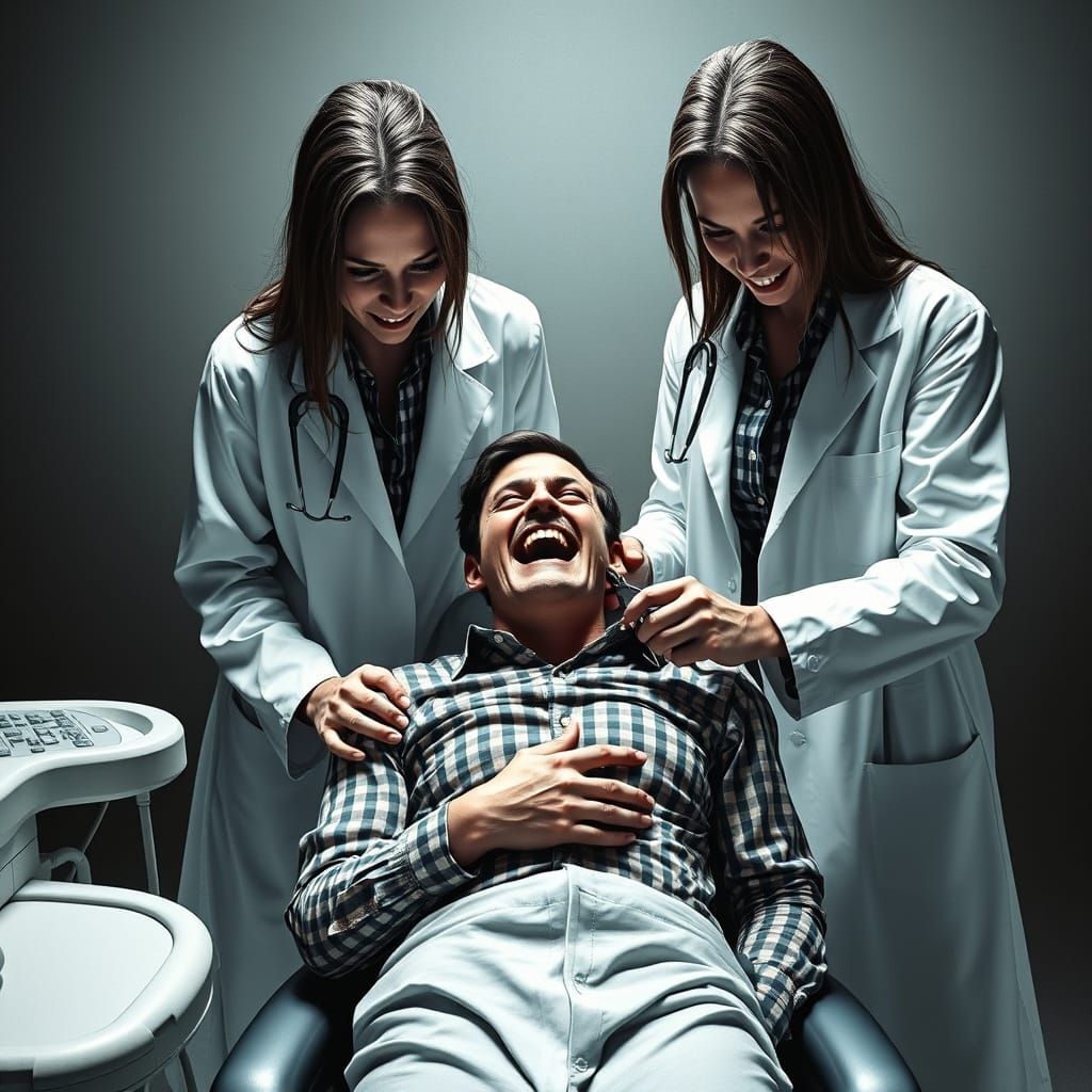 Menacing Female Dentists Prepare for Extraction in Dark, Omi...