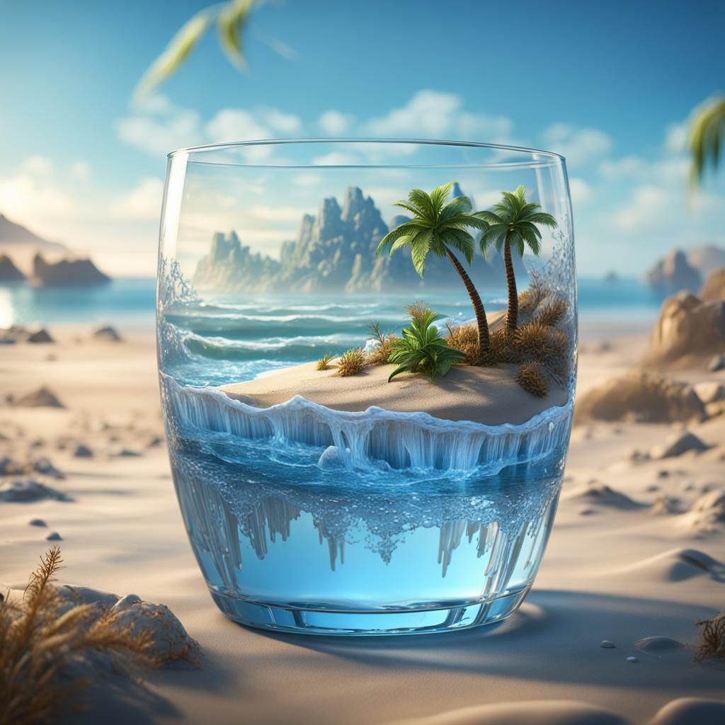 Beach in a Glass: Detailed Matte Painting
