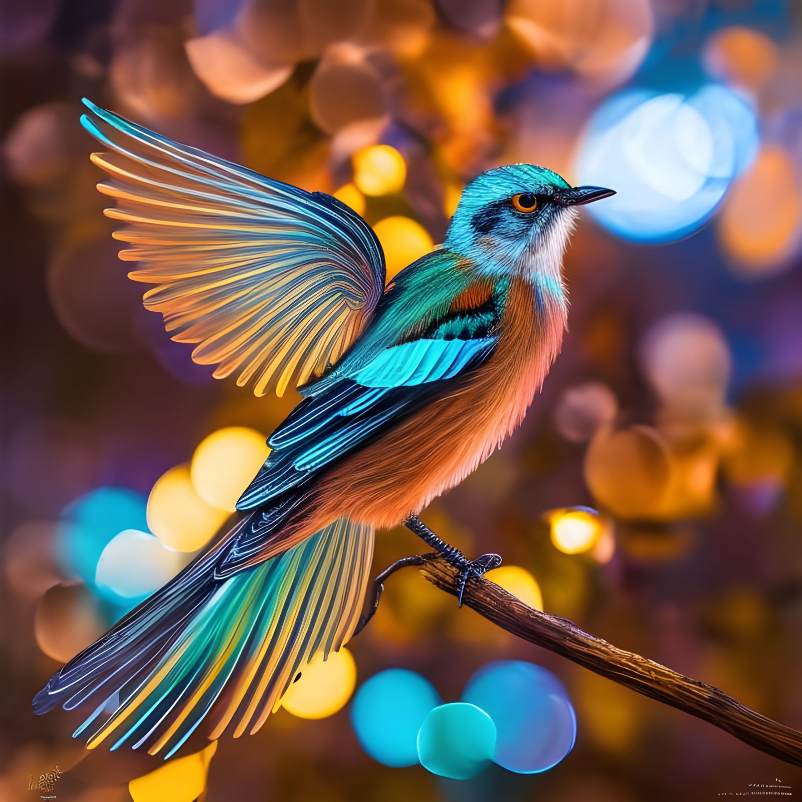 Shining Glass Mockingbird in Hyperdetailed Gouache Illustrat...