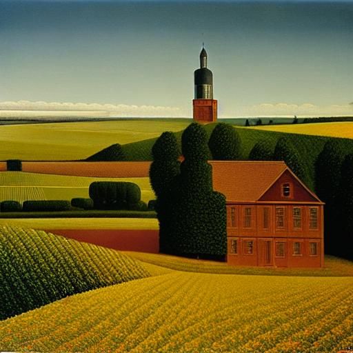 American Midwest Landscape in Regionalist Style