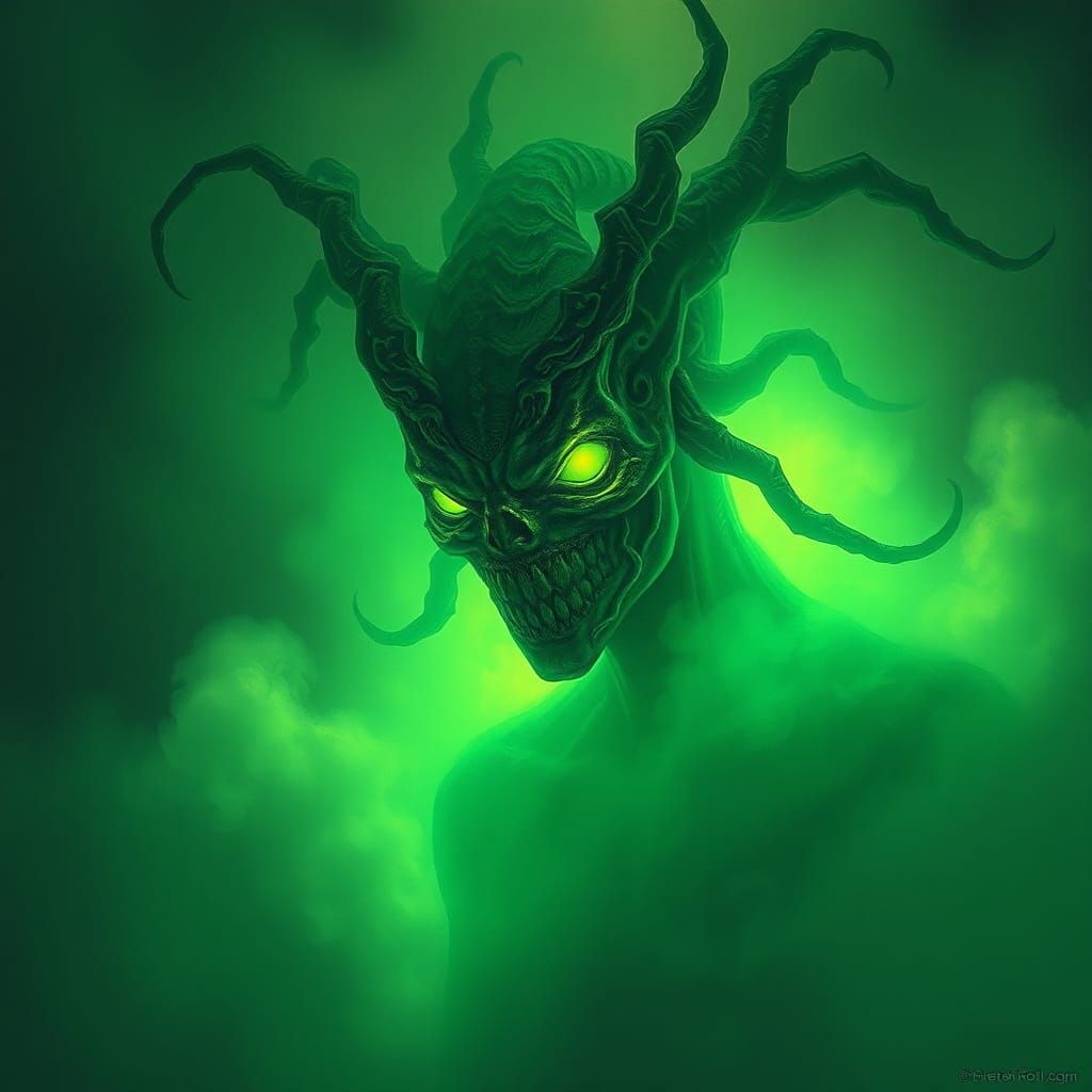 Ethereal Green Spirit in Surrealist Style