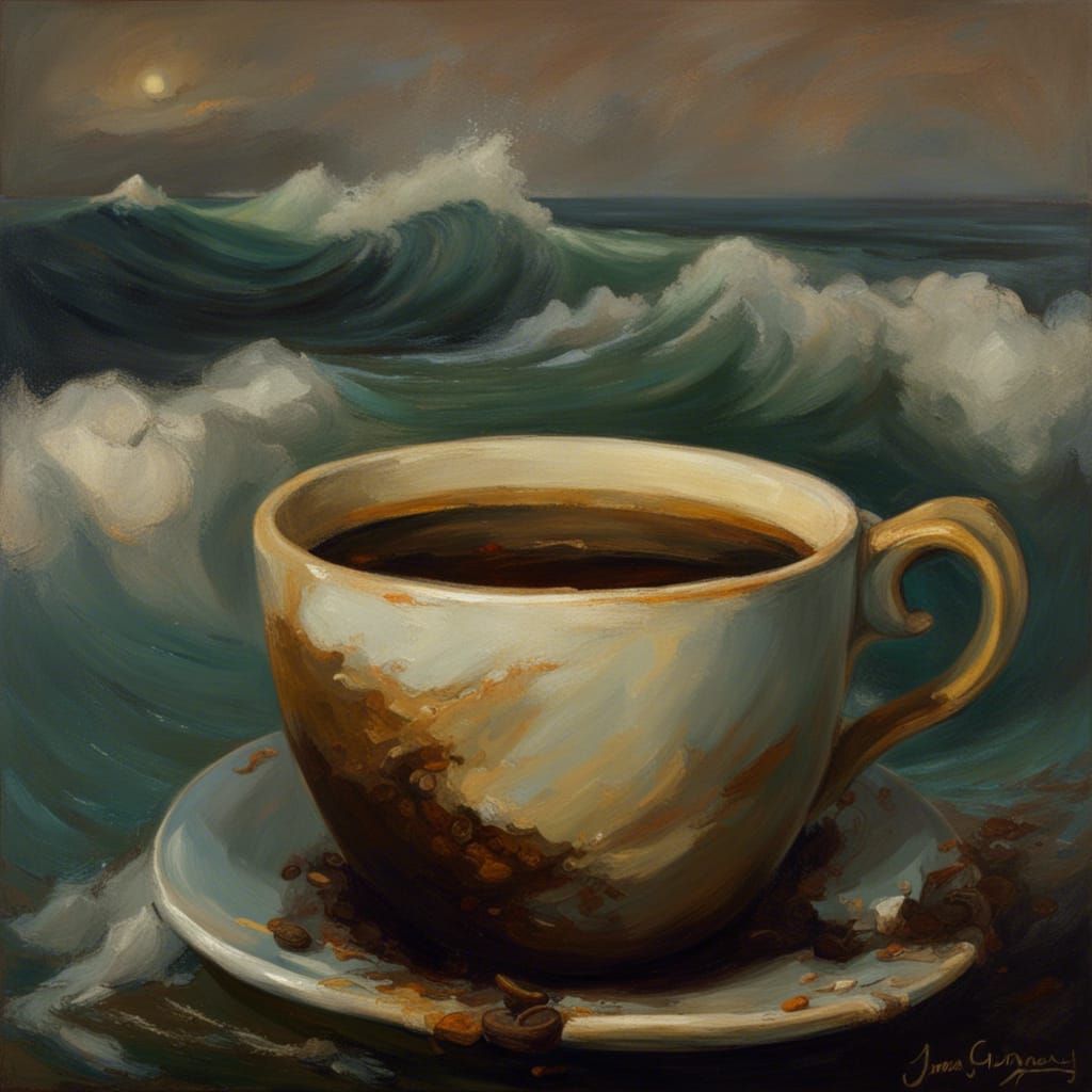 Coffee Cup Dreams of a Coffee Ocean: Goya Style