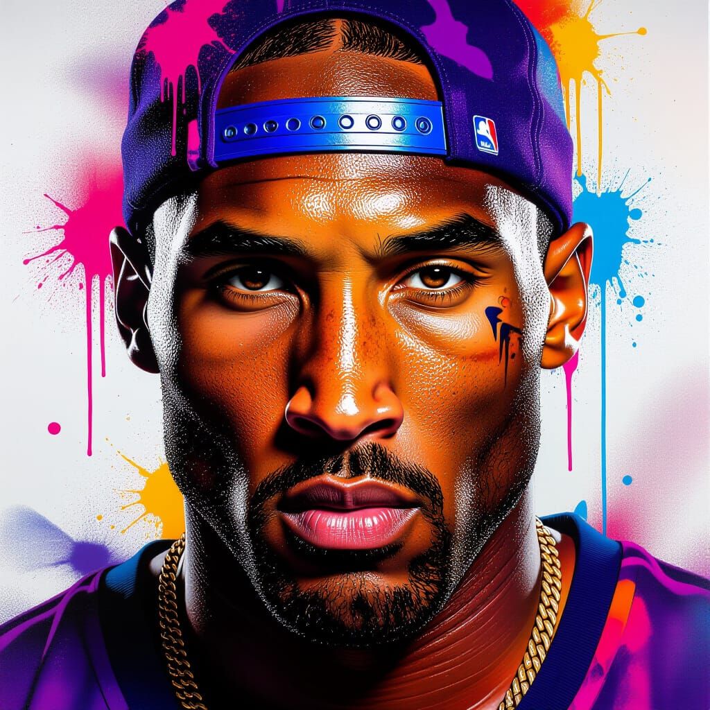 Kobe Graffiti Art with Vibrant Polychromatic Colors