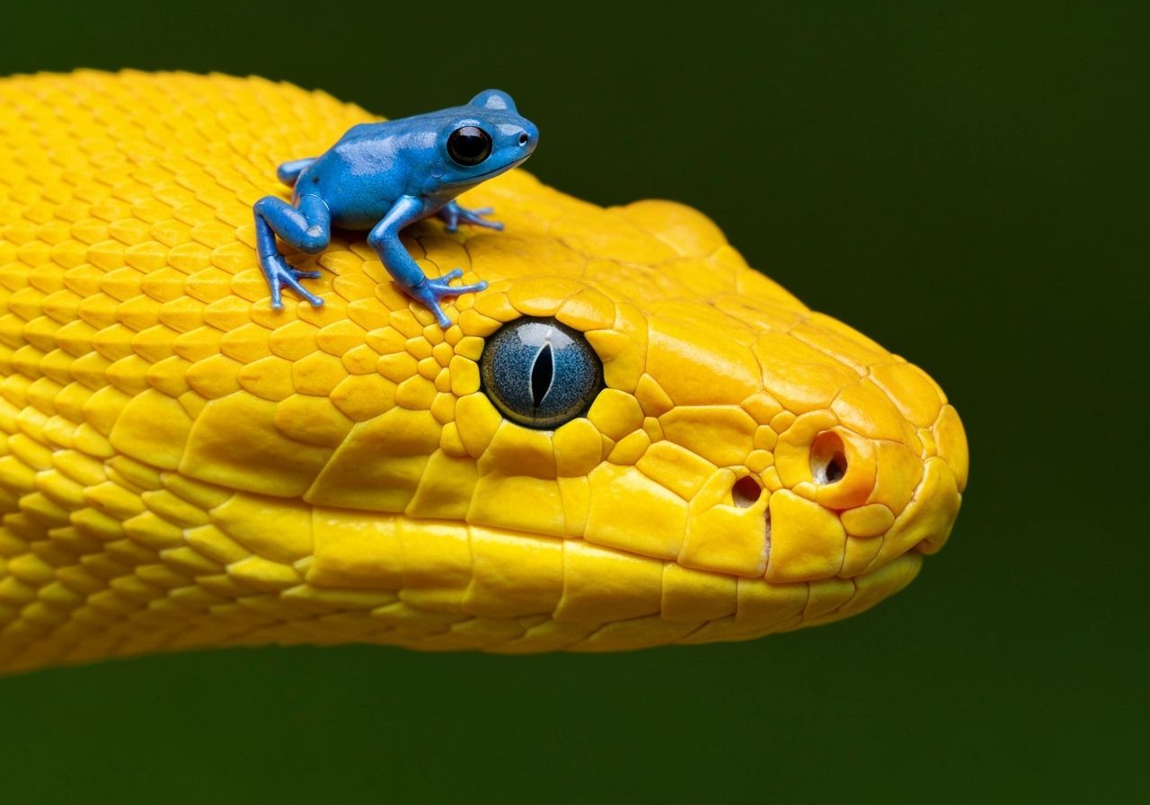 Poison Arrow Frog and Yellow Snake