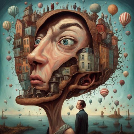 Surreal Portrait of Anxiety in Dream City