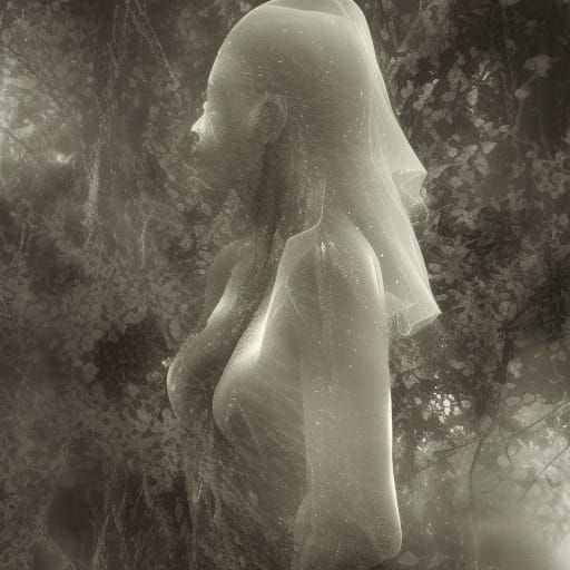 Ethereal Vapor Woman in Spooky Forest