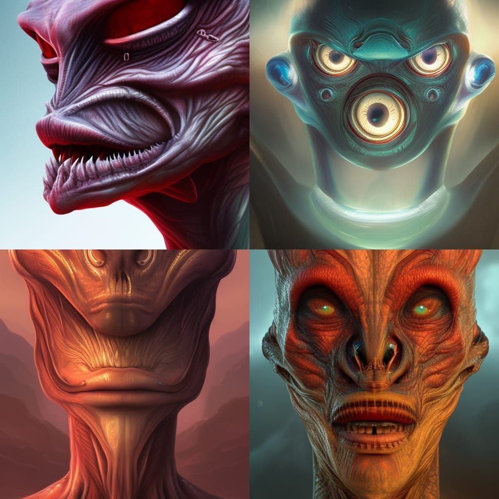 Detailed Alien Humanoid Portrait, Matte Painting