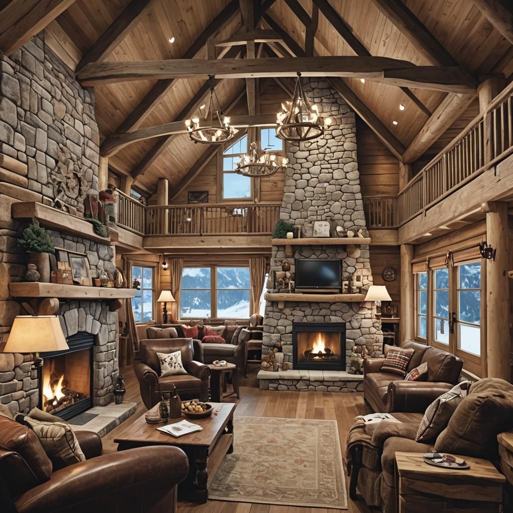 Cozy Ski Lodge Interior View