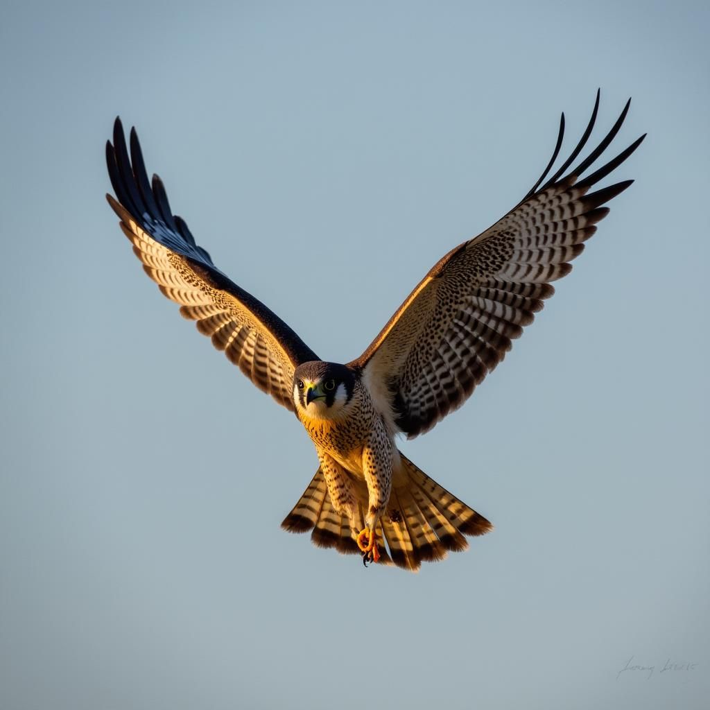 Diving Peregrine Falcon Hunting Prey