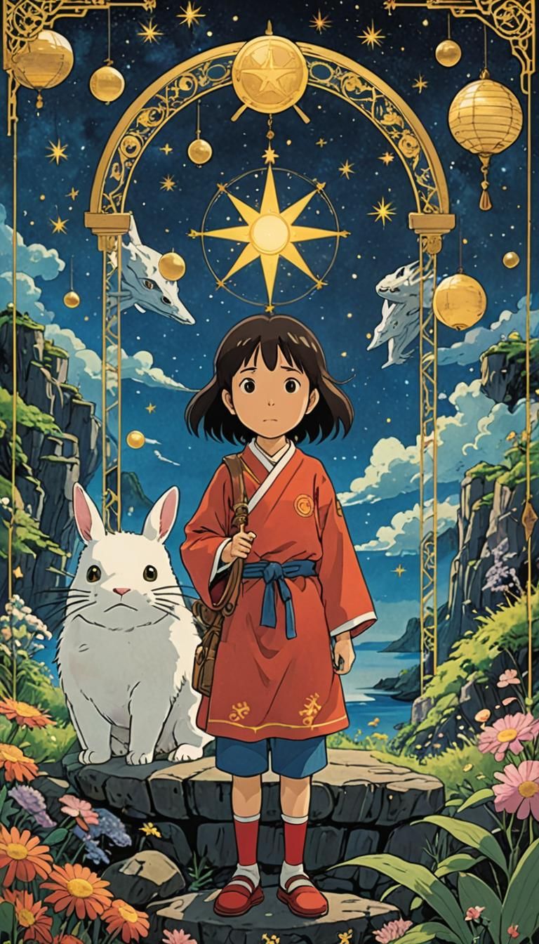 The Star Tarot Card in Studio Ghibli Style