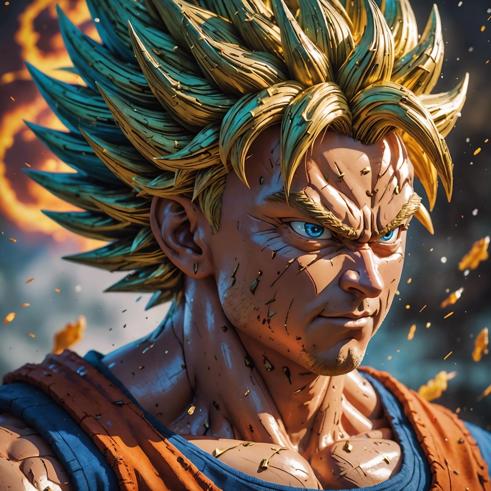 Hyperrealistic Dragon Ball Character Concept Art