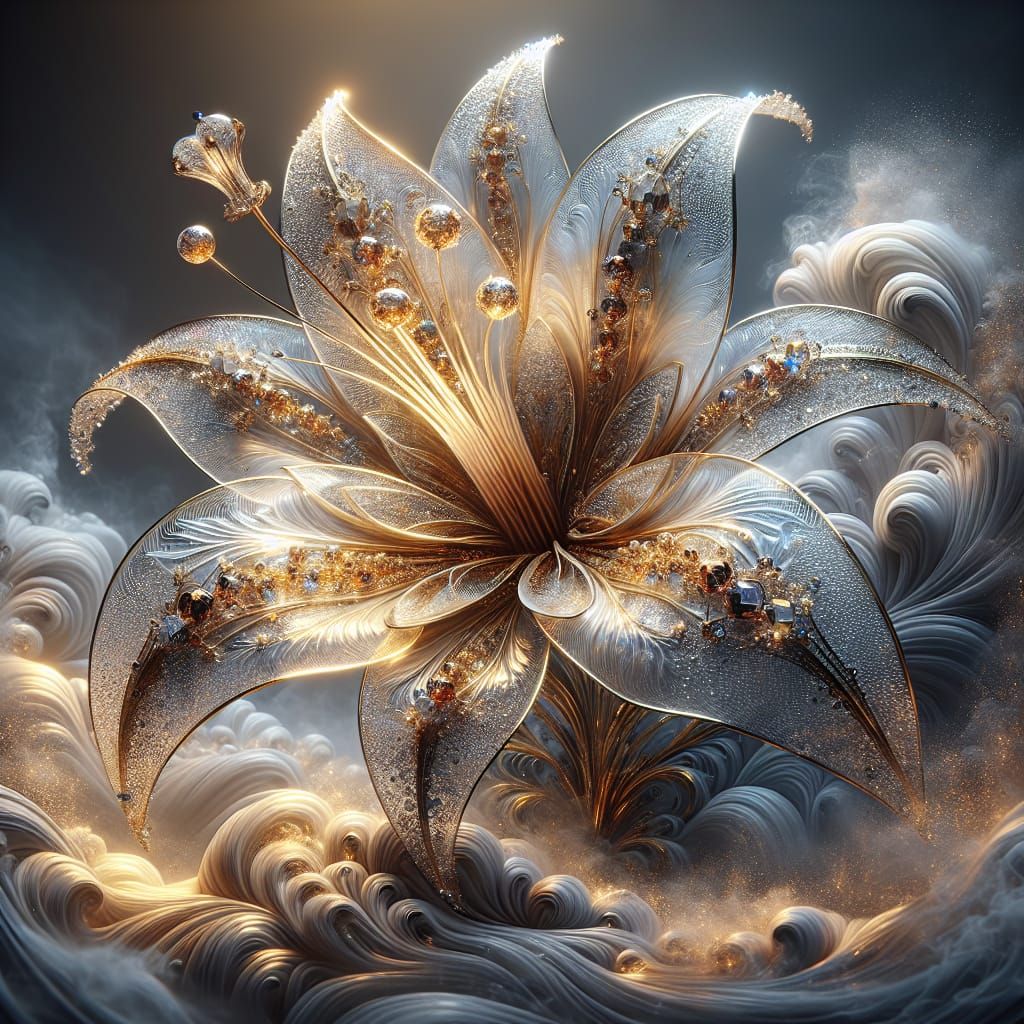Gilded Glass Lily in Ethereal Mist