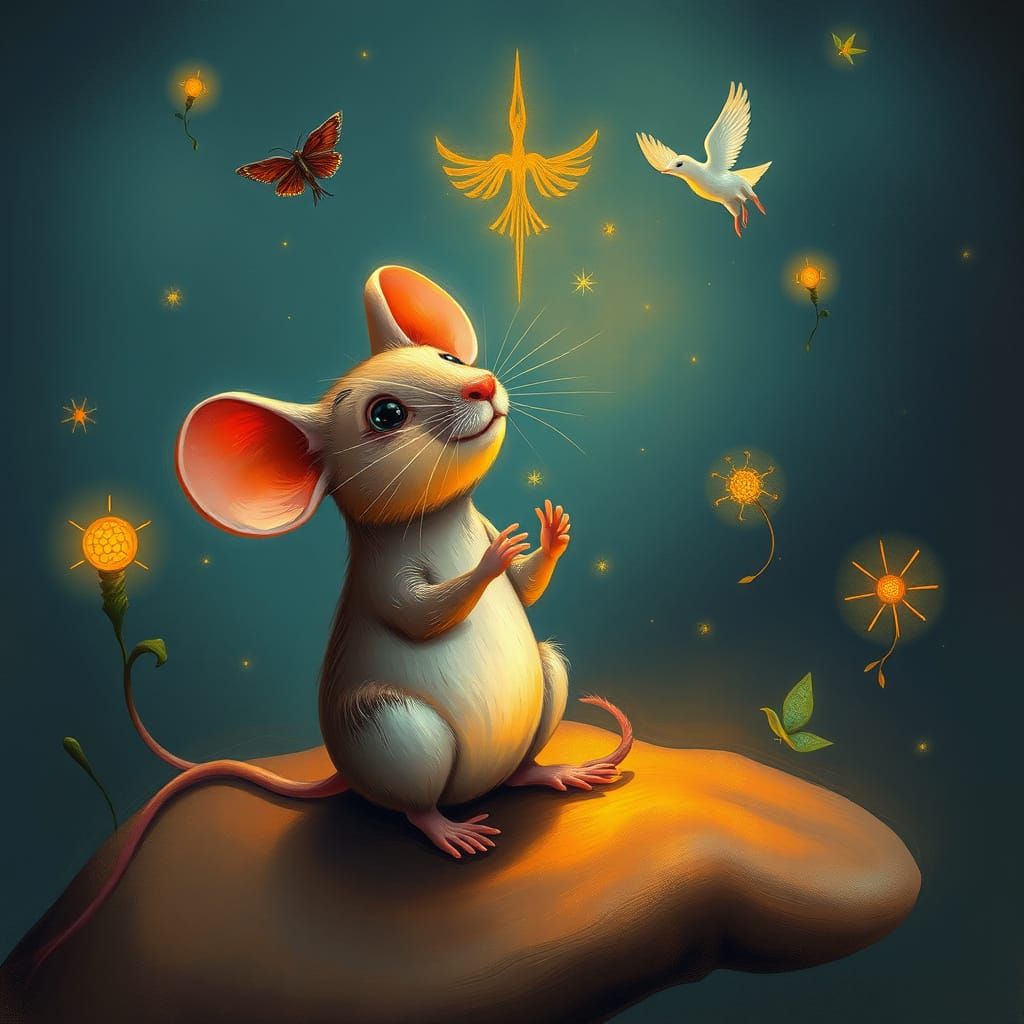 Intelligent Mouse Finding Inner Peace in Dreamlike Style