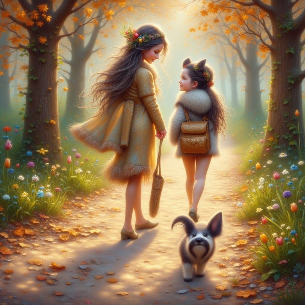 Woman Walking on a Path with Lovely Shaped Legs