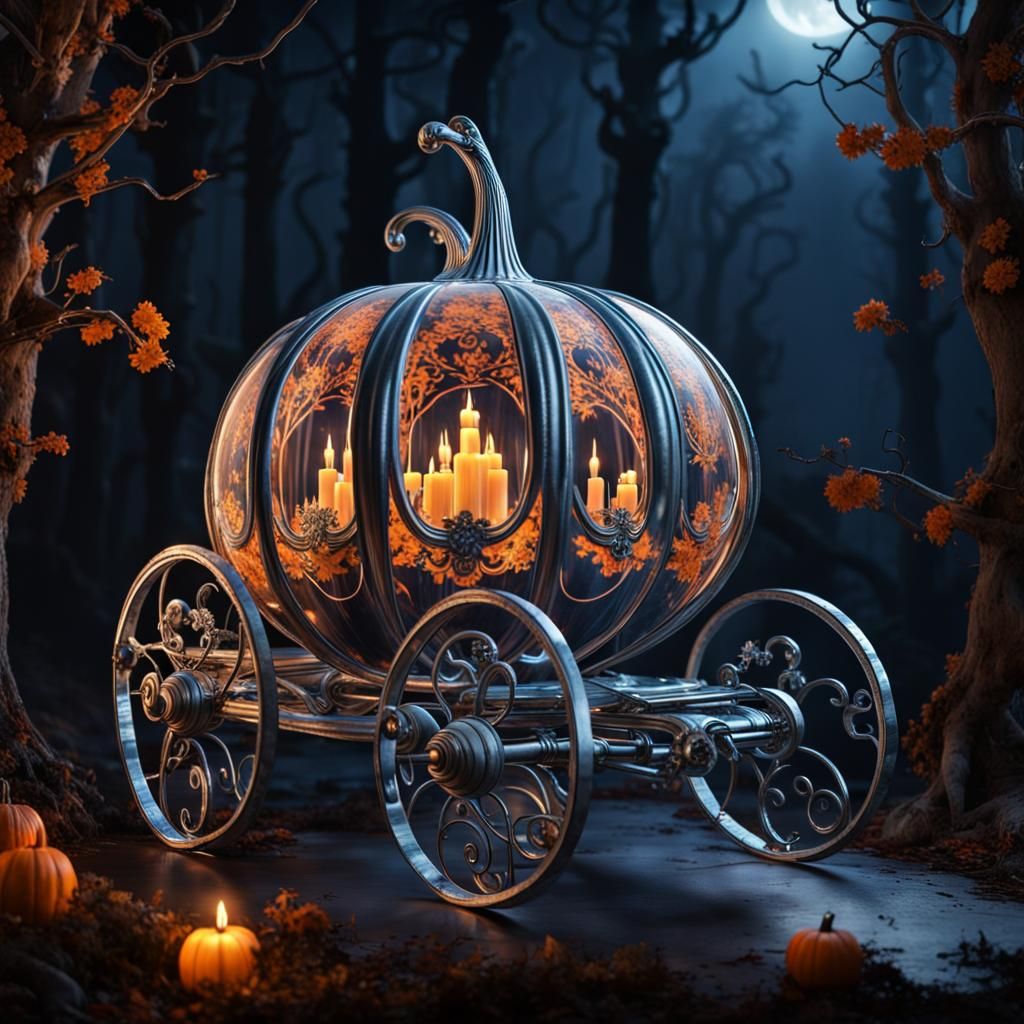 Candle Lit Pumpkin Carriage
