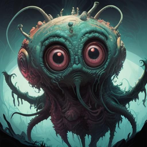Strange Creature Concept Art in Lovecraftian Style