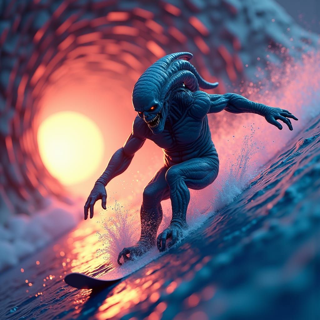 Creature from Black Lagoon Skis Cyberpunk Chute