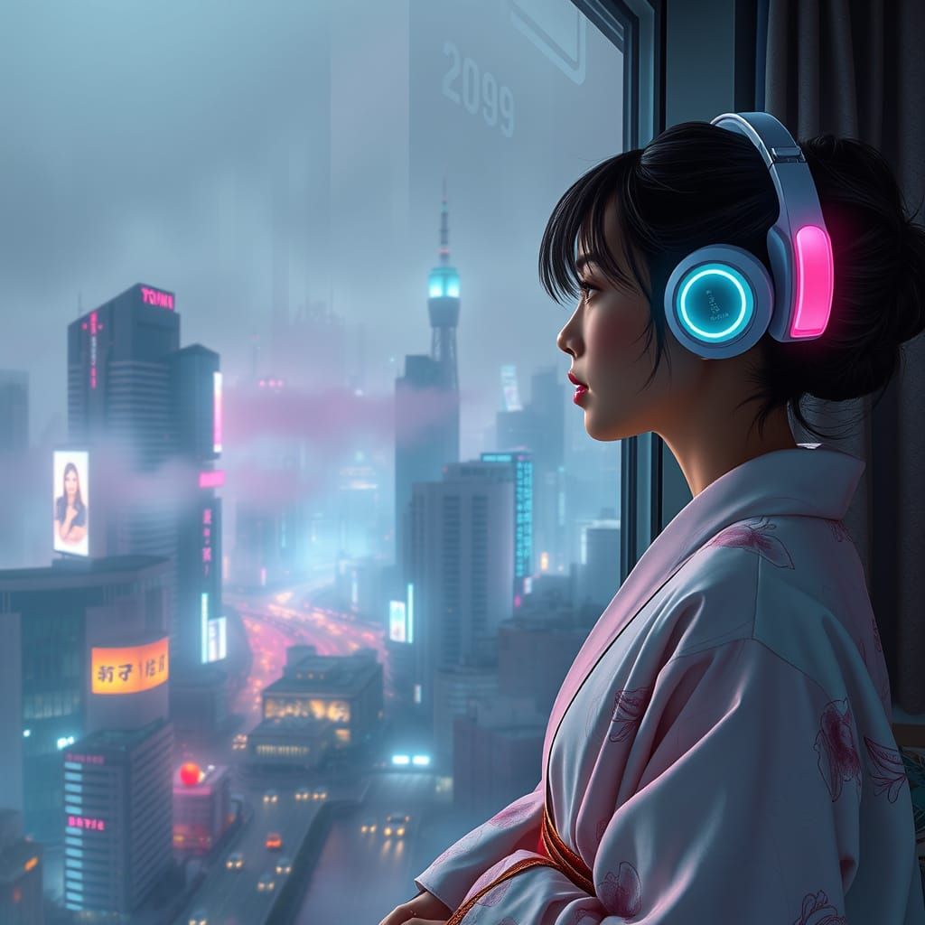 Cyberpunk Tokyo Dreamscape in Neon Pastels