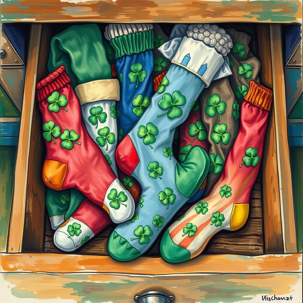 Lucky Clover Socks in Impressionistic Maximalism