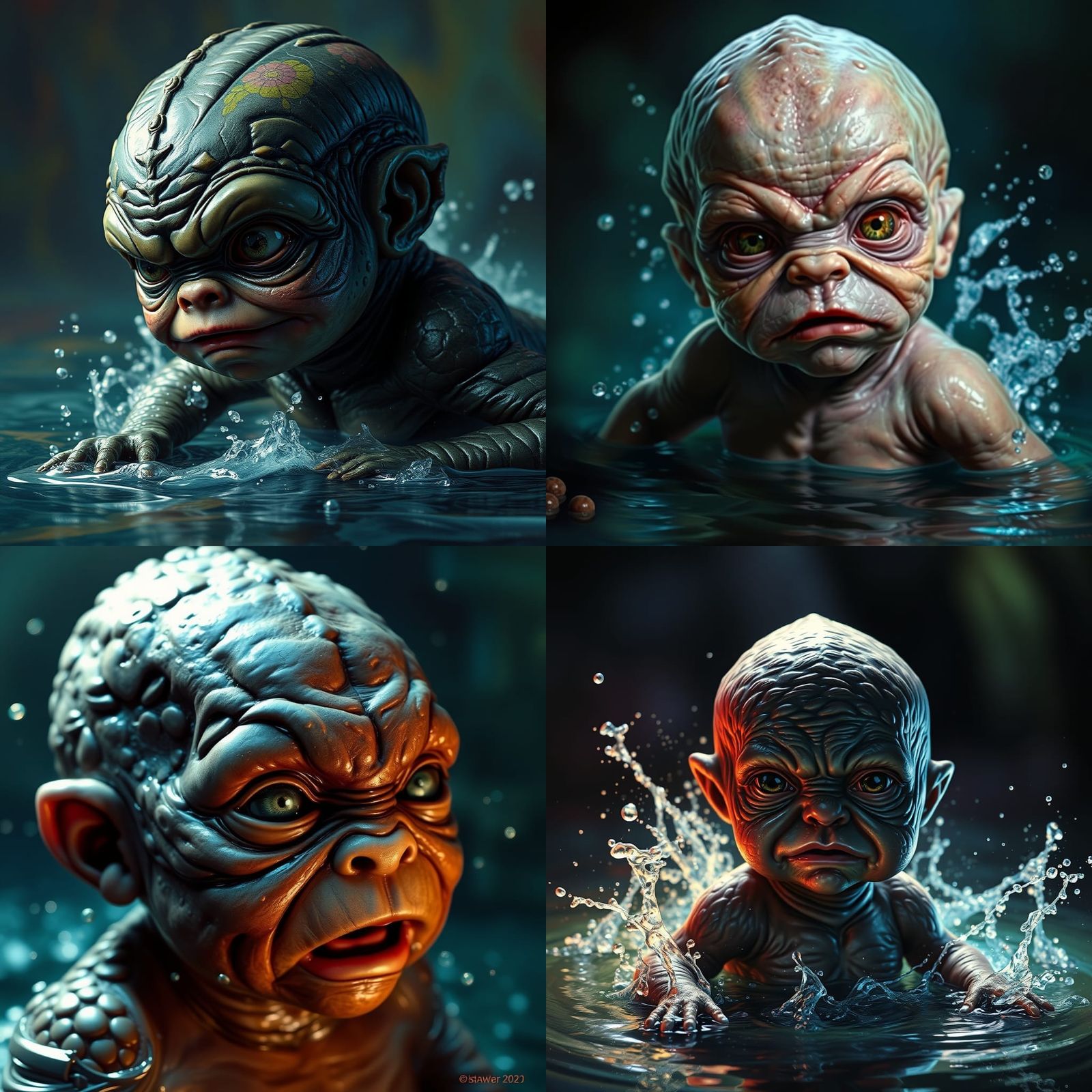 Hyperrealistic Creature from the Black Lagoon as Baby