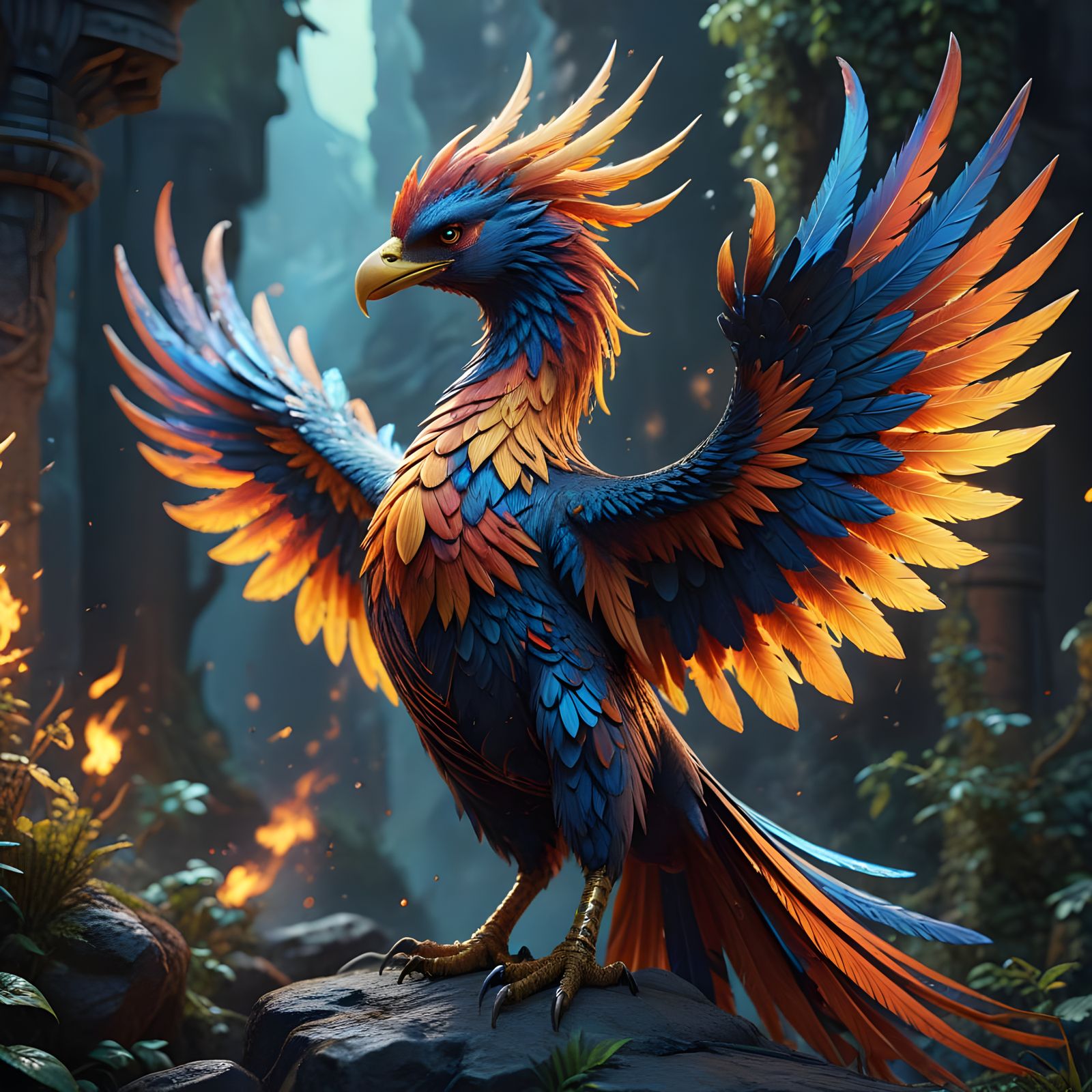 Cyberpunk Phoenix Tattoo Design