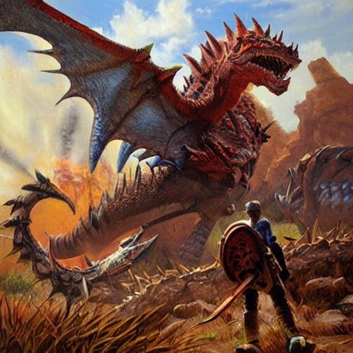 Monster Hunter Oil Painting in Illustrative Realism