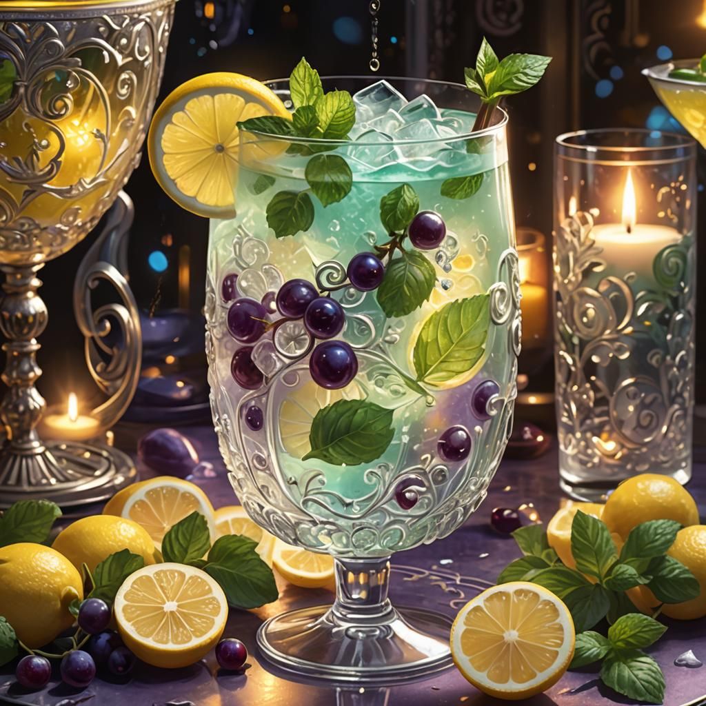 Ornate Crystal Mocktail Glass: Fantasy Concept Art