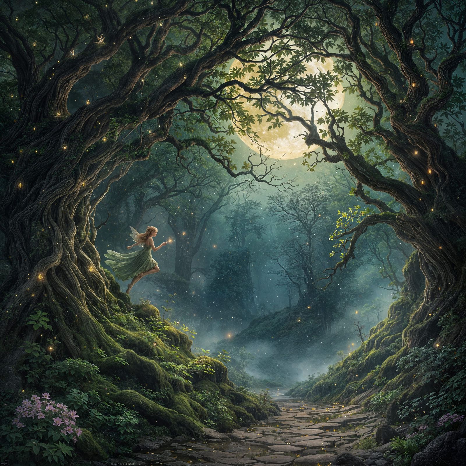 Moonlit Fairy Glen in a Forgotten Forest