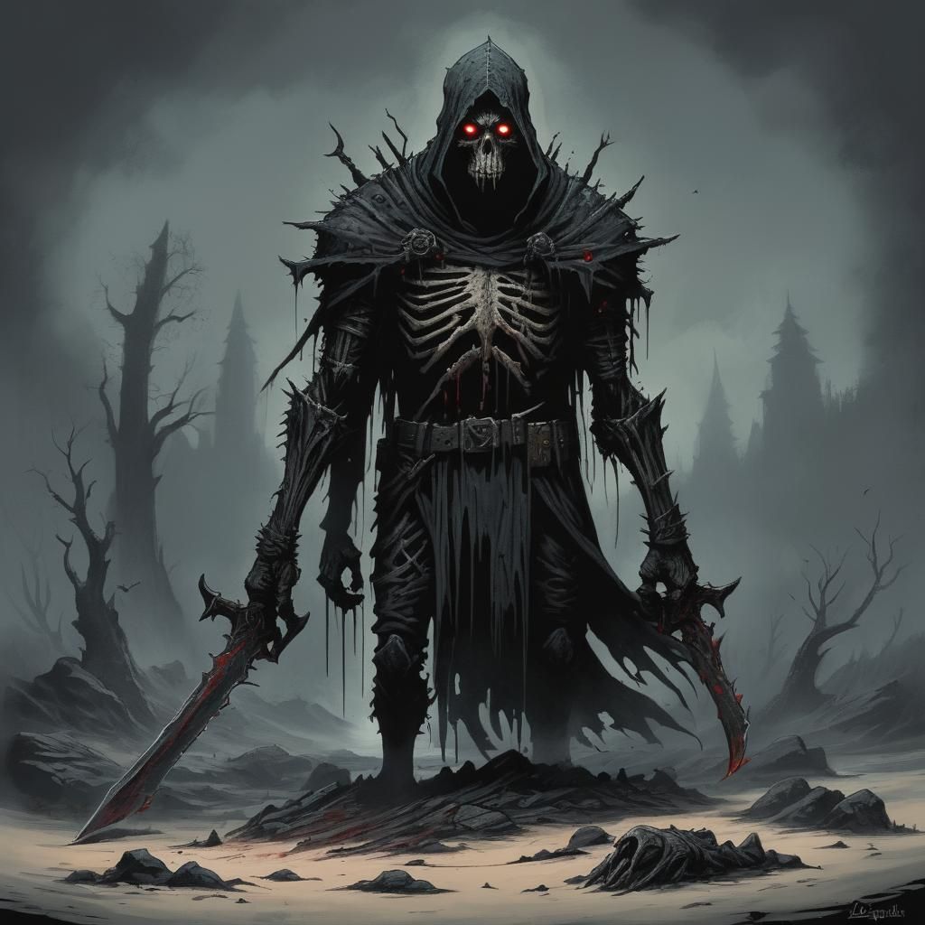 Striking Grimdark Scene with Bold Colors