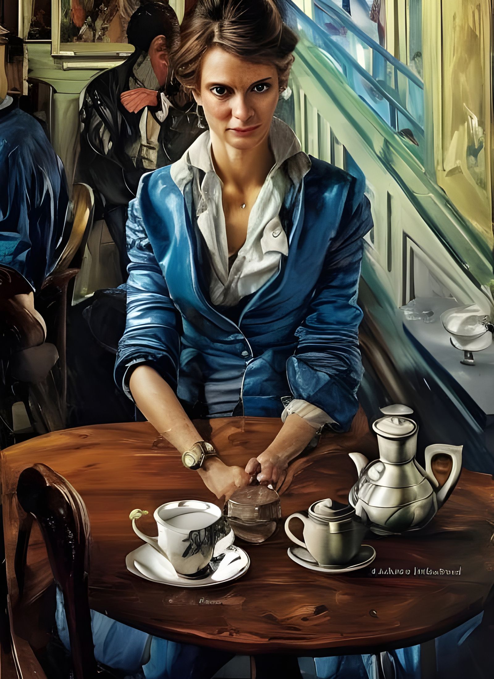 Beautiful Woman Enjoying Tea: Photorealistic Portrait
