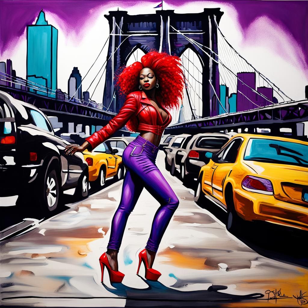 Jessica Rabbit as Graffiti Art on Brooklyn Bridge