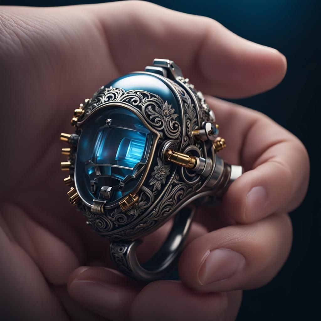 Male Chastity Device in Hand: Cinematic Digital Art