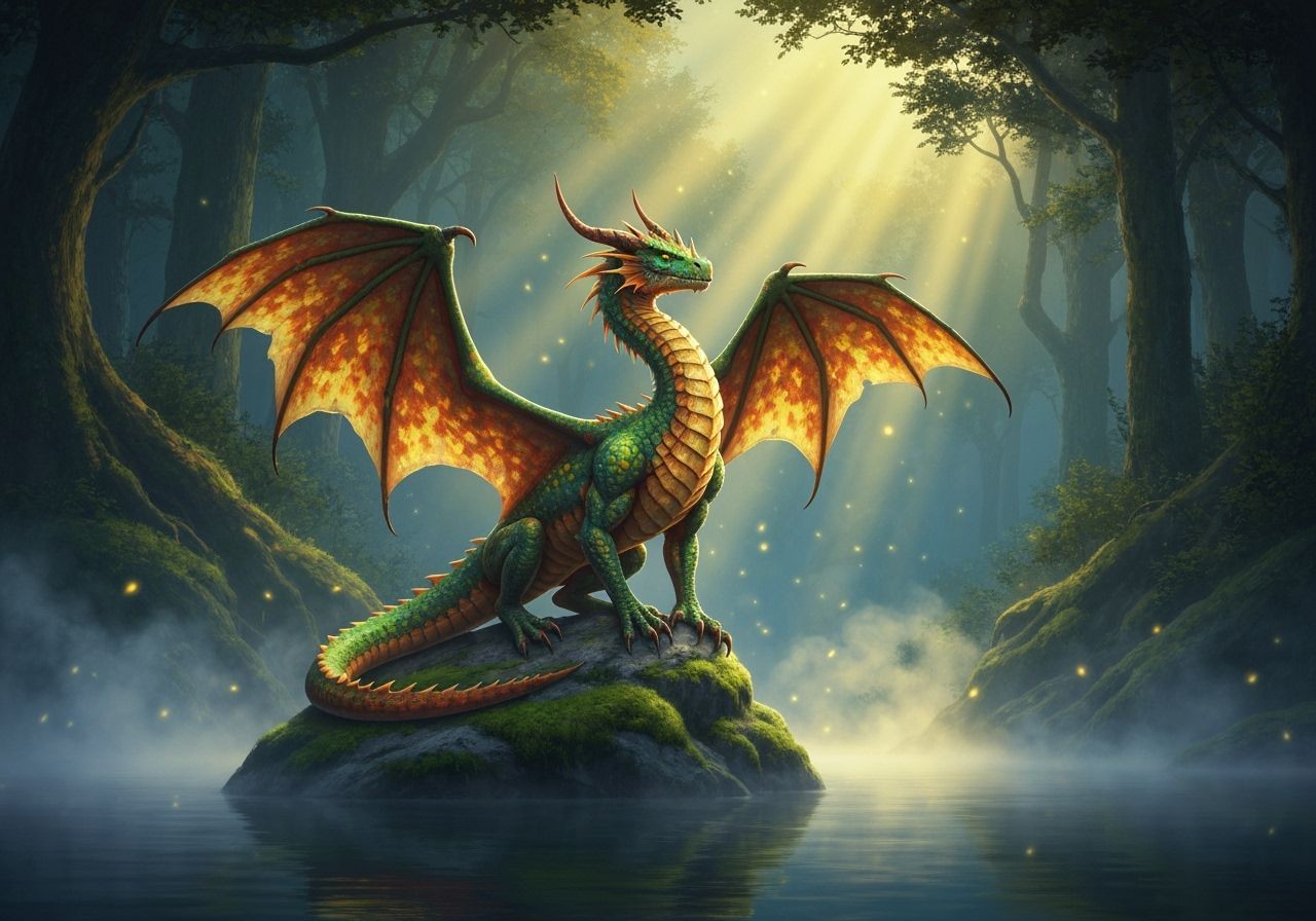 Majestic Autumn Dragon in Enchanted Forest
