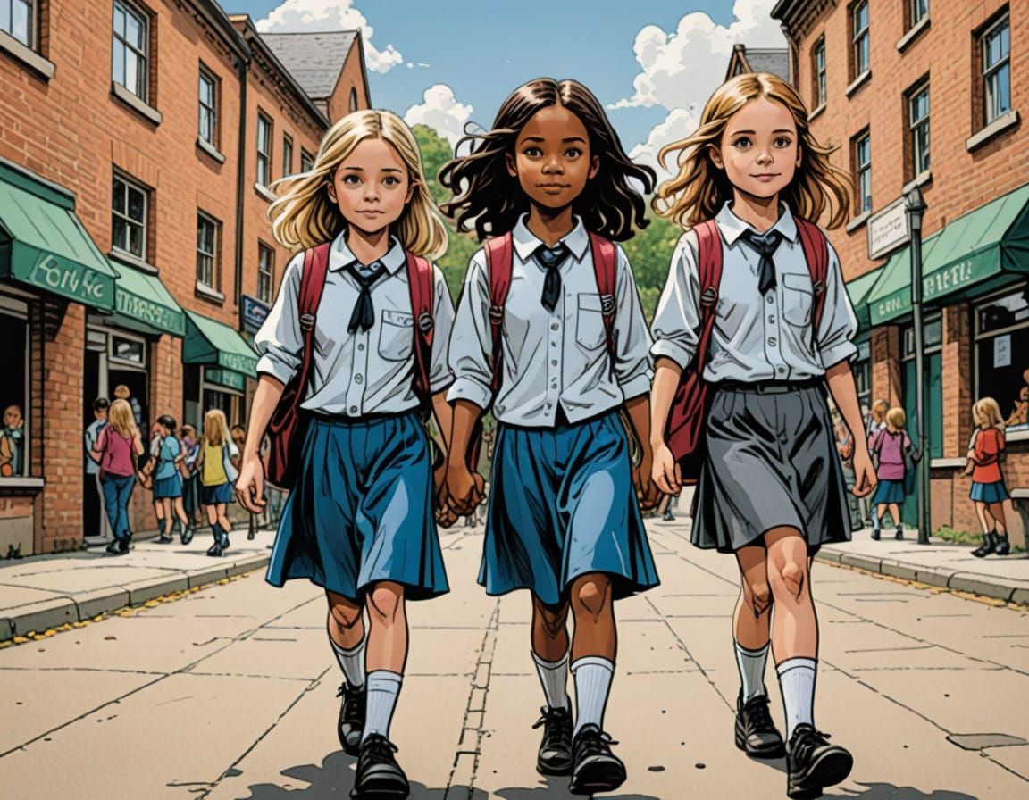 Schoolgirls Alice and Juliette Back to School