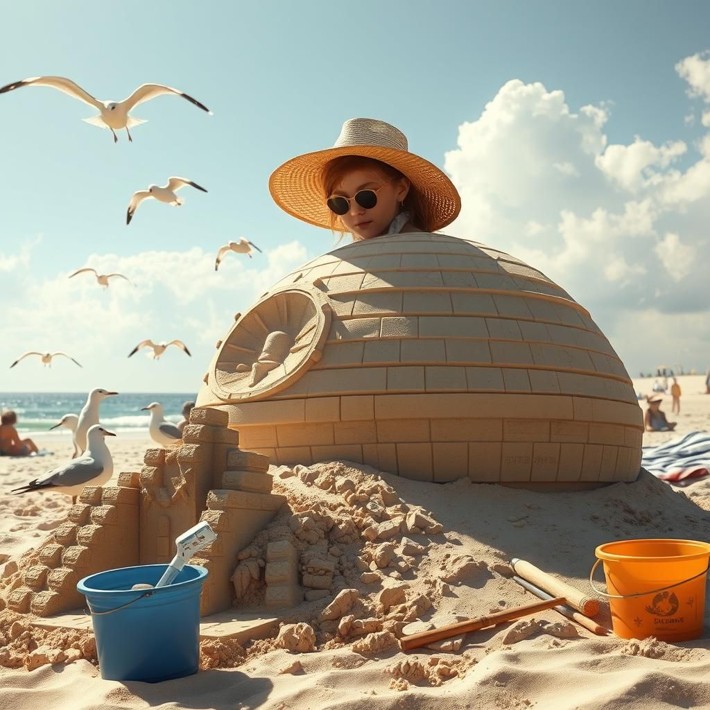 Death Star Sandcastle: Architectural Illustration Style