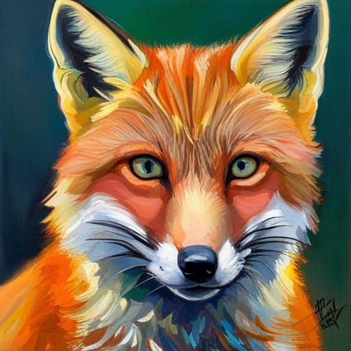 Fox Portrait in Oil Painting Style