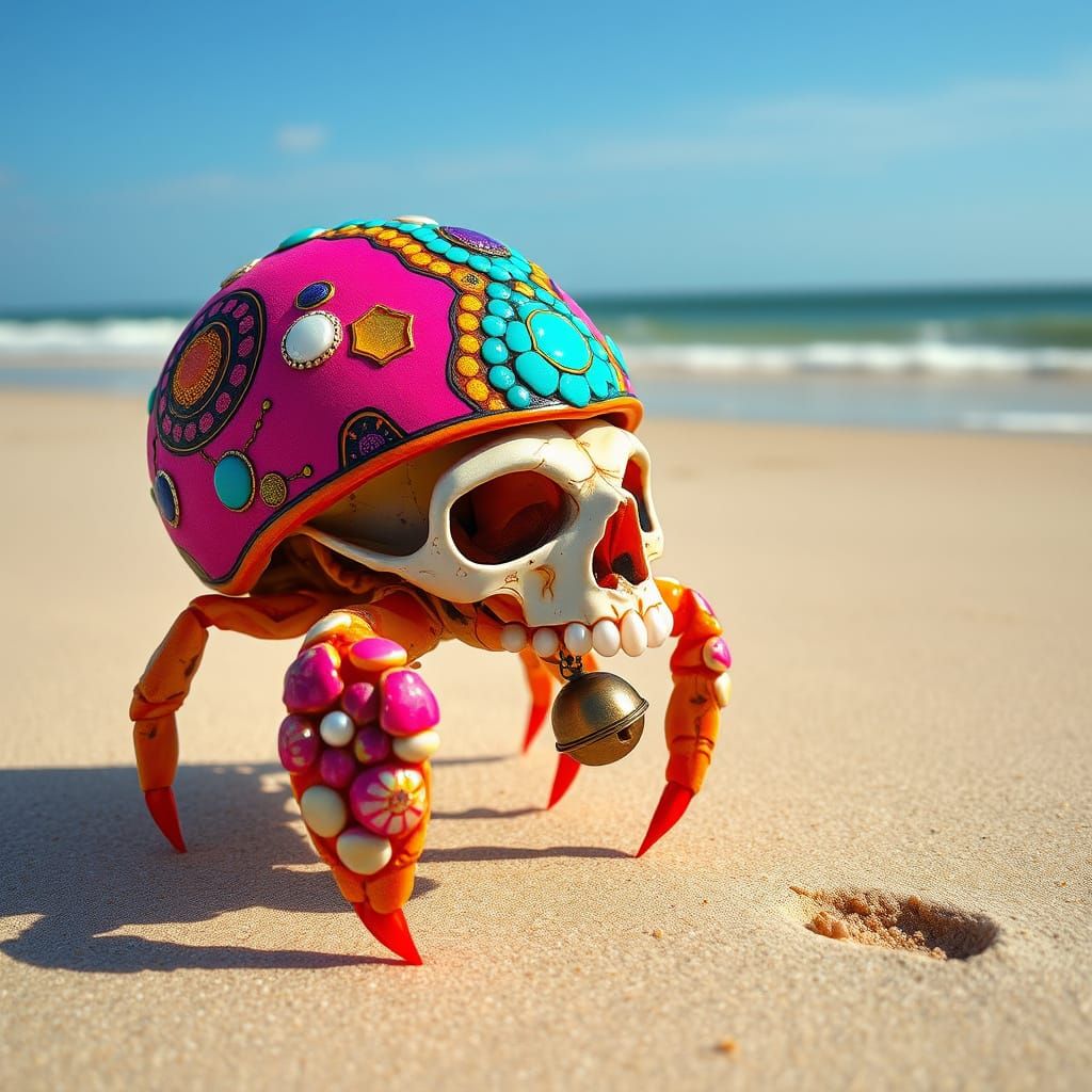 Psychedelic Hermit Crab Shell on Sunny Beach