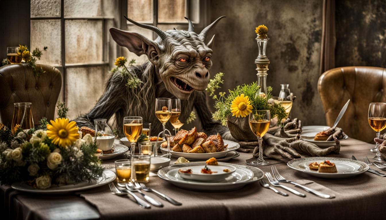 Surreal Alien Restaurant with Bizarre Creatures