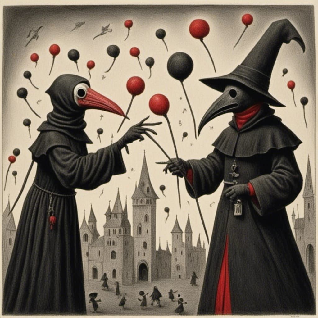 Ninja Plague Doctor Offering Lollipops