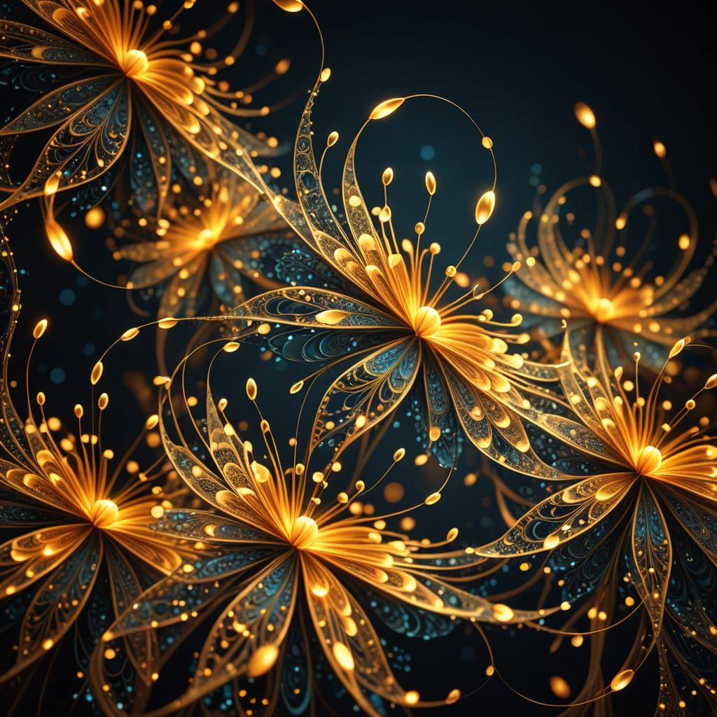 Fireflies Dance in Abstract Vector Fractal