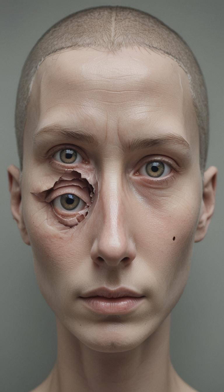 Uncanny Valley Portrait with Disproportionate Eyes