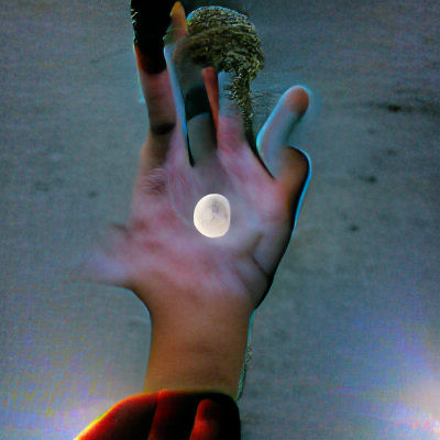 Stylized Moon in Hand: Minimalist Cosmic Art