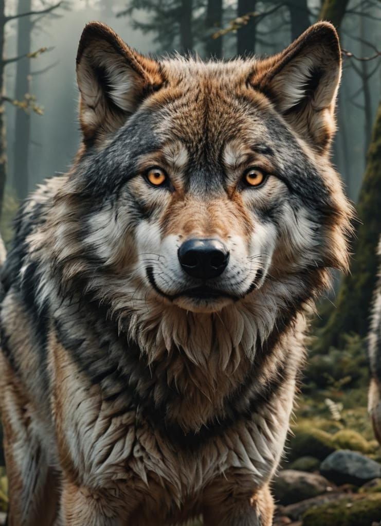 Hyper-Realistic Wolf Close-Up in 8K